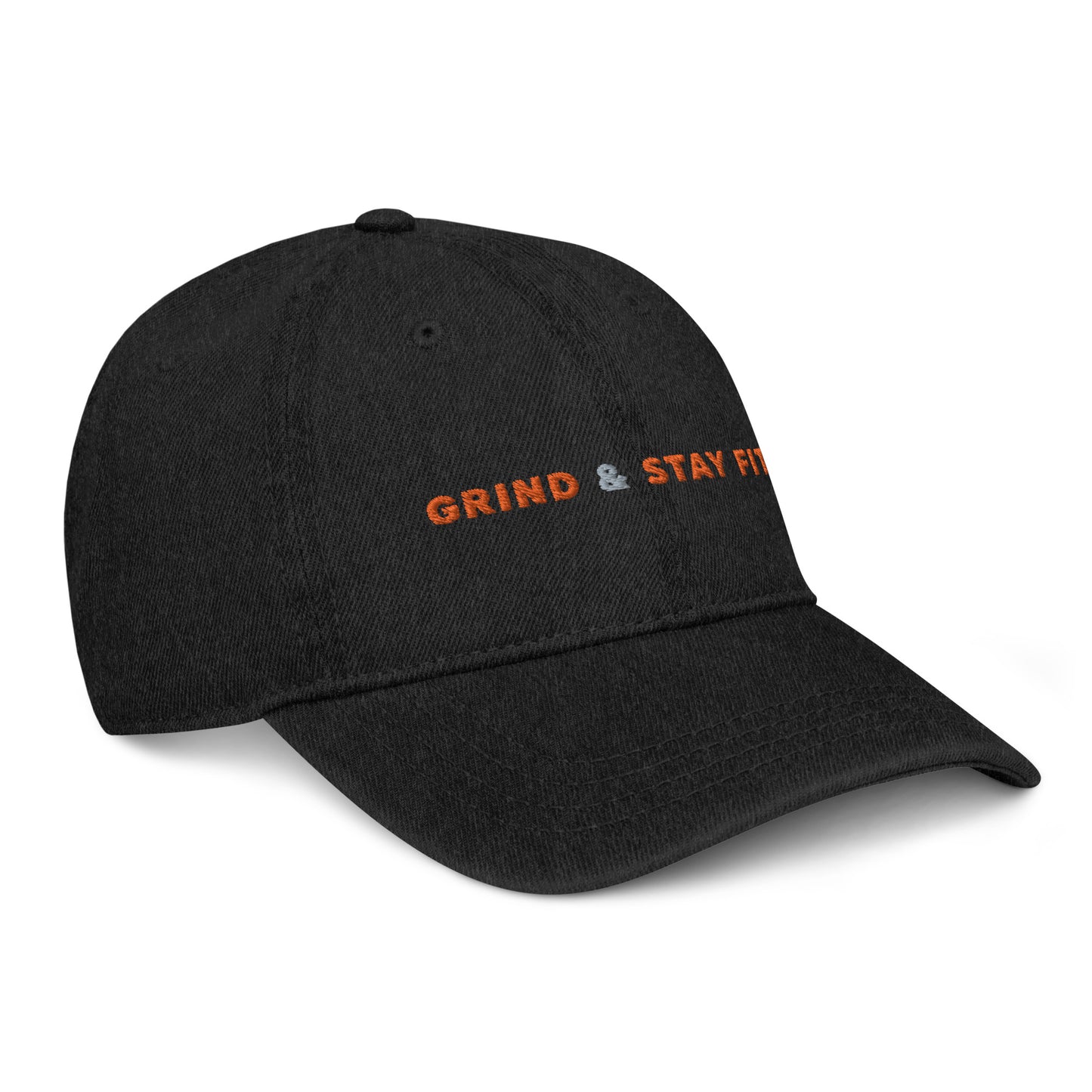 Grind & Stay Fit Orange Letter Denim Hat