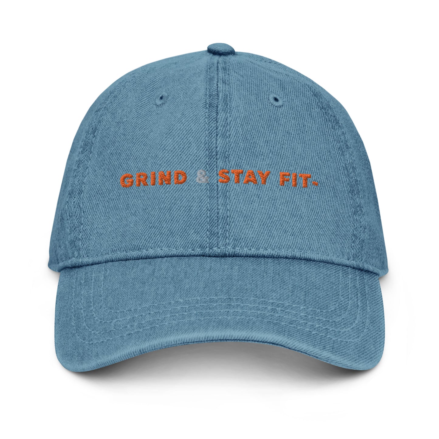 Grind & Stay Fit Orange Letter Denim Hat