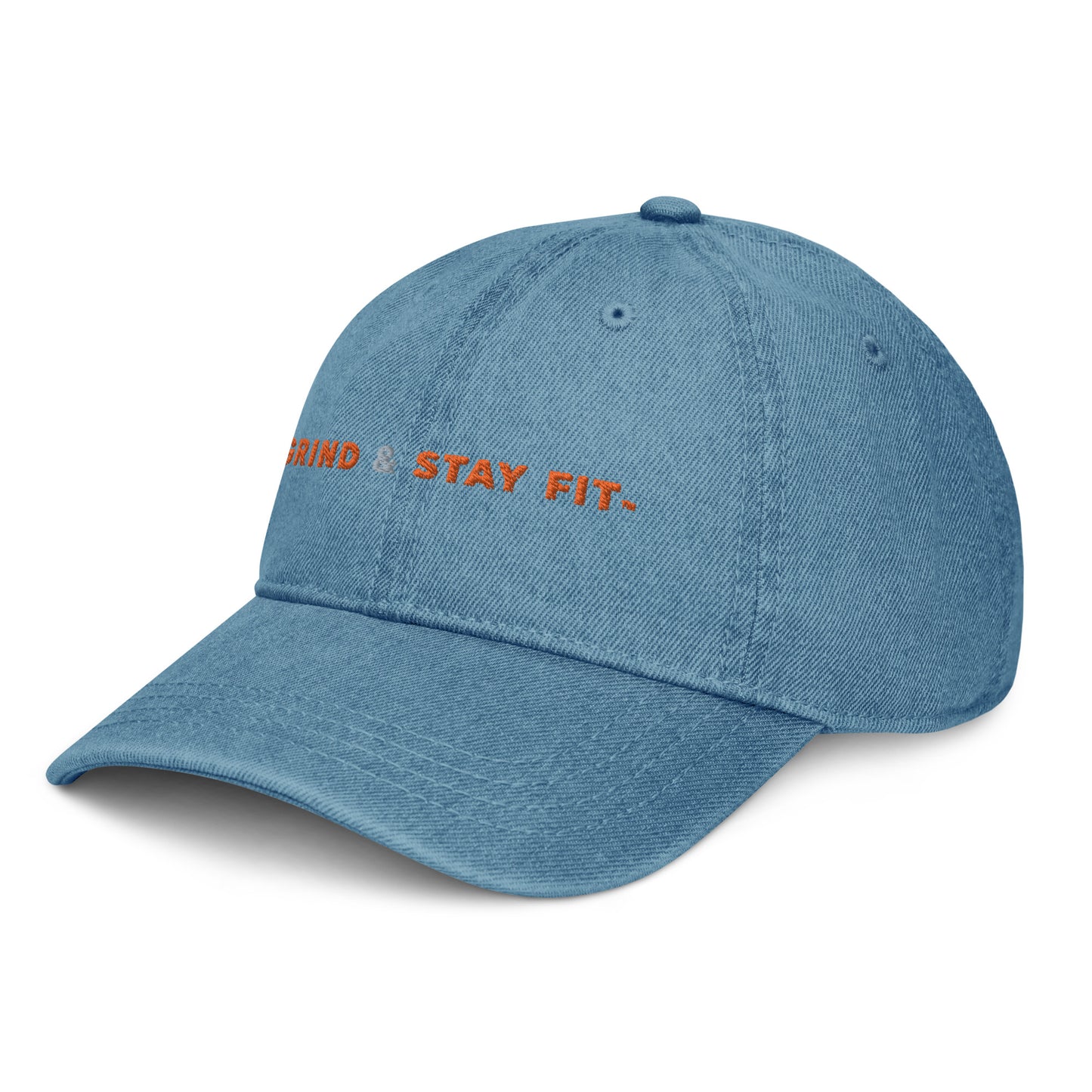 Grind & Stay Fit Orange Letter Denim Hat