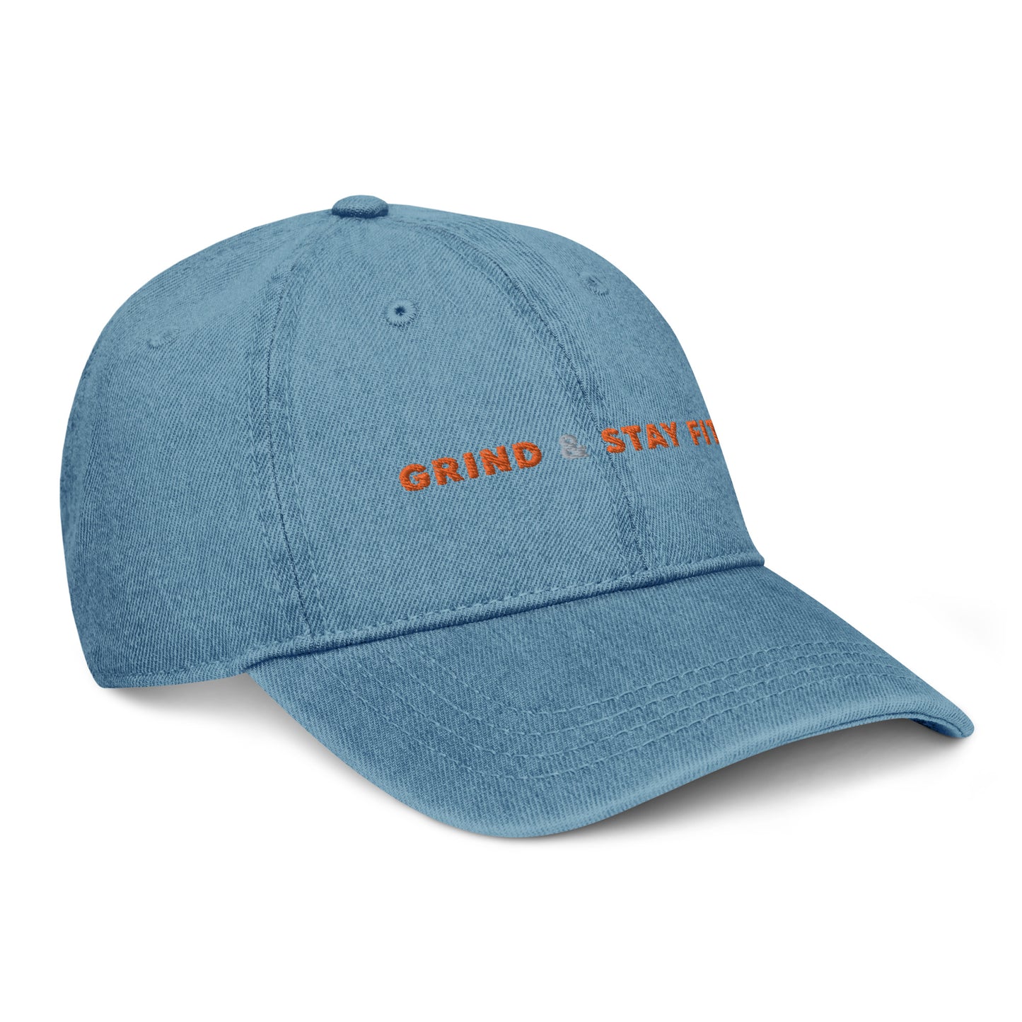 Grind & Stay Fit Orange Letter Denim Hat