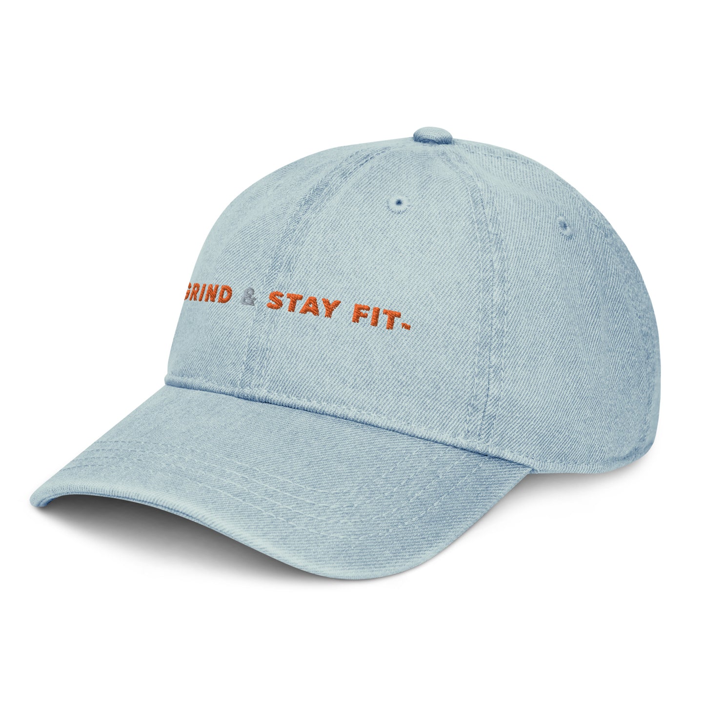 Grind & Stay Fit Orange Letter Denim Hat