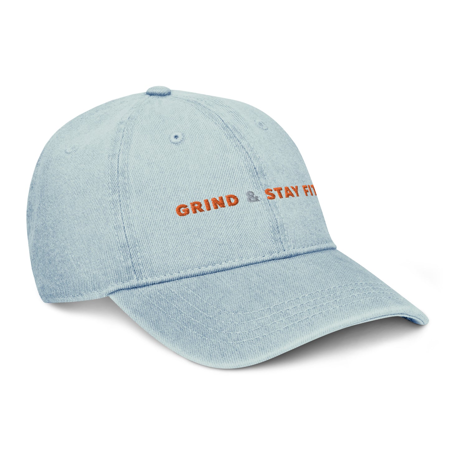 Grind & Stay Fit Orange Letter Denim Hat