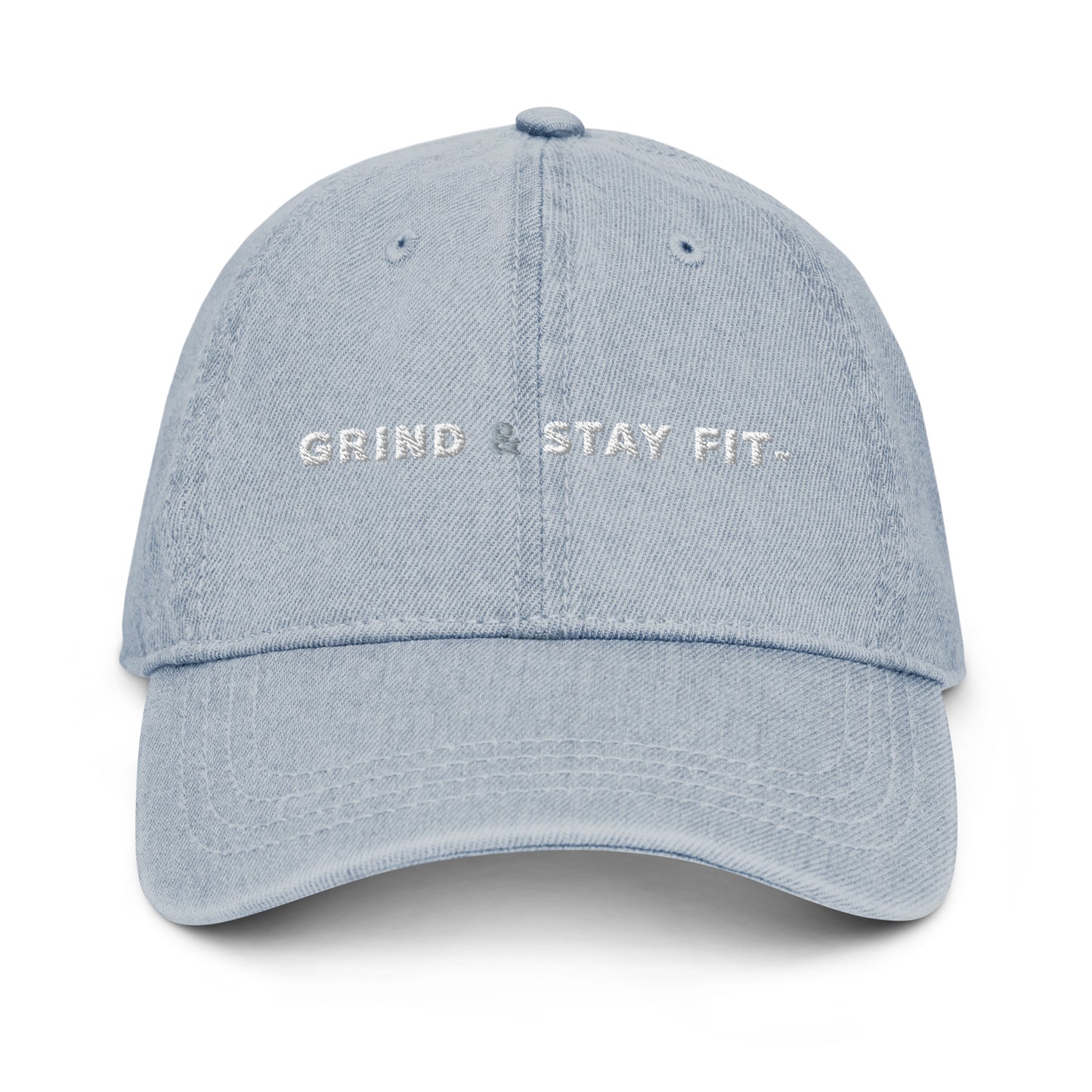 Grind & Stay Fit White Letter Denim Hat (Click To See The Other Colors)